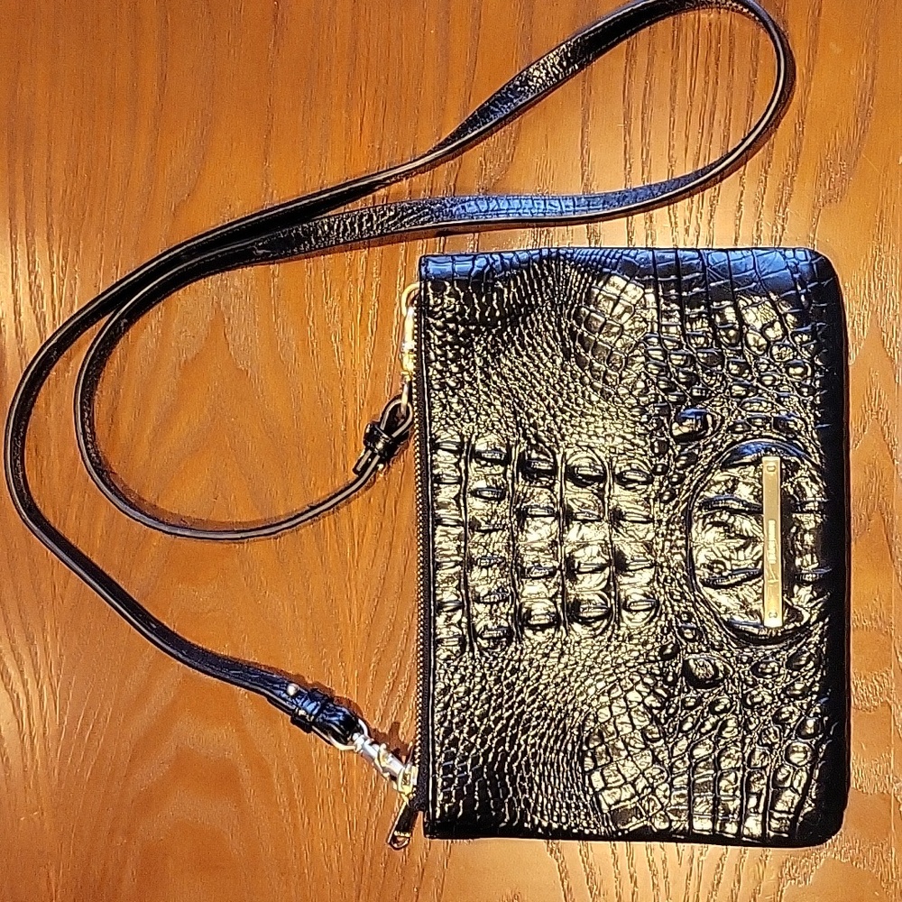 Black Croc-Embossed Crossbody Bag - Women